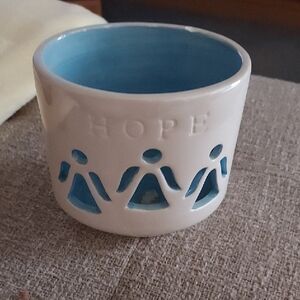 Ceramic Candle Holder with Hope Design